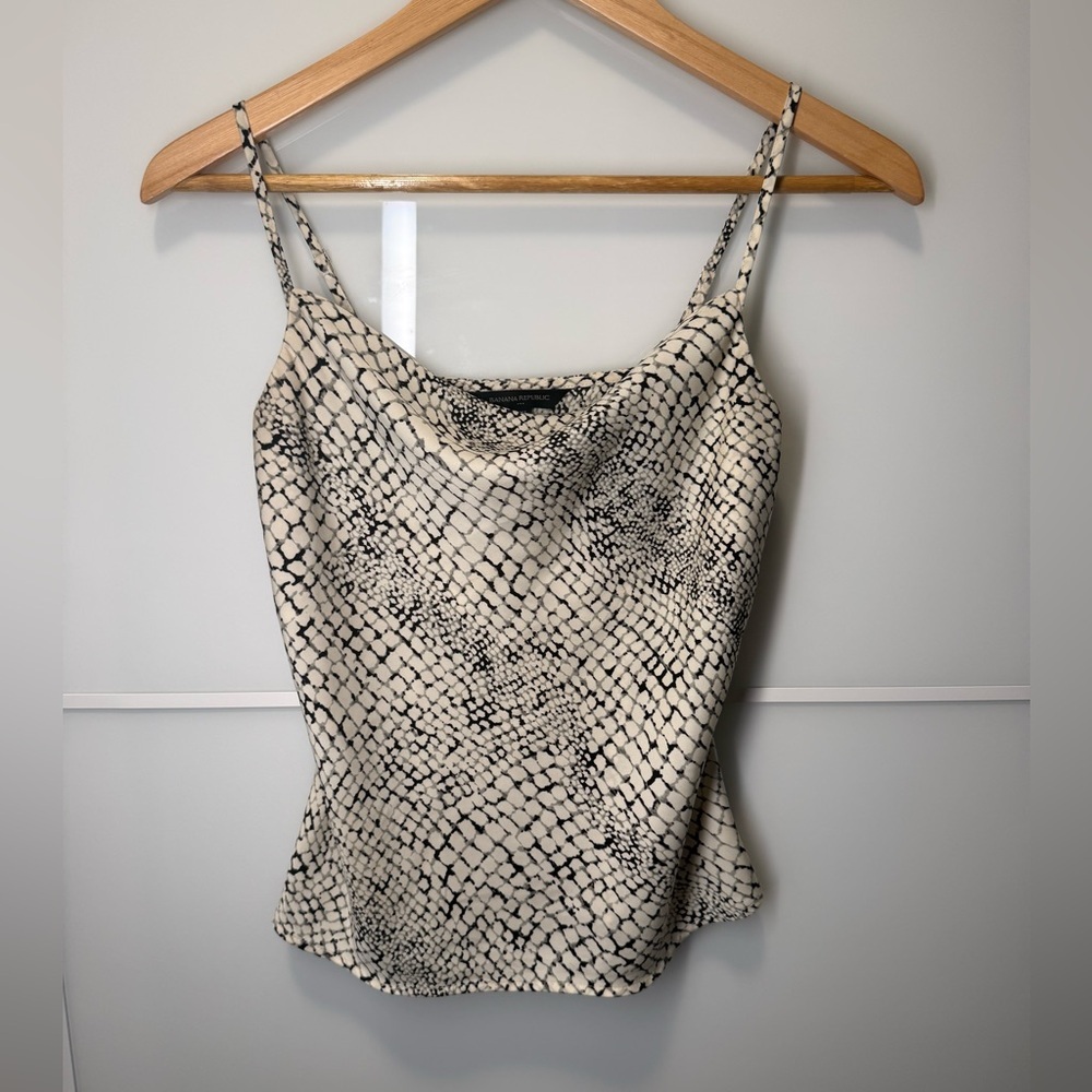 Banana Republic Black and Cream Snake Print Camisole